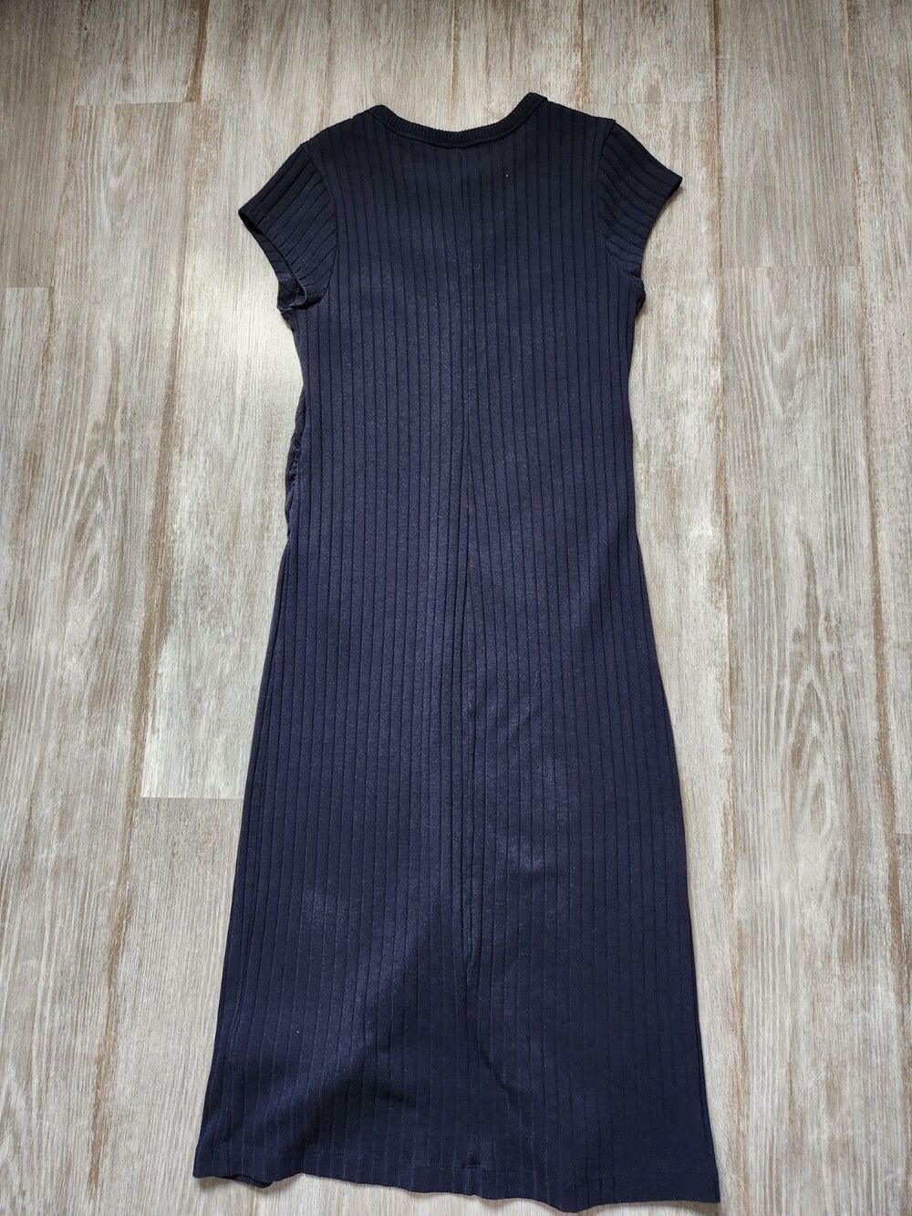 Old Navy Maternity Ribbed Midi Dress Womens Medium Navy Blue Button Front EUC - Picture 11 of 11